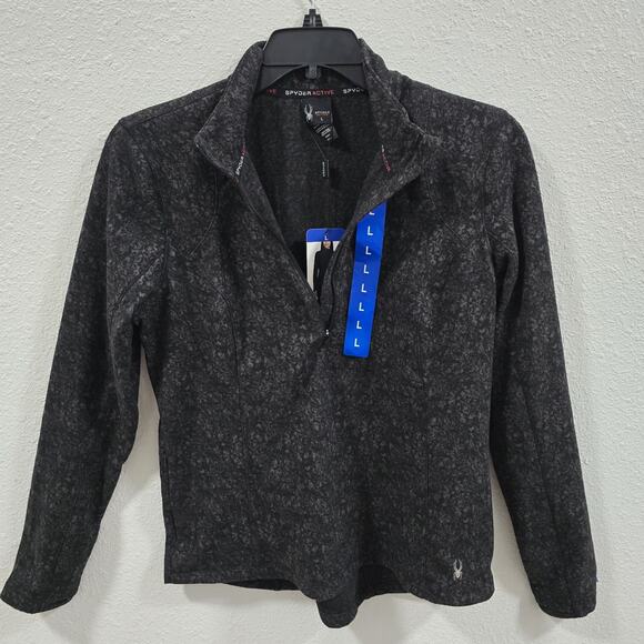 Spyder Active Womens Black Fleece Pullover Jacket Size L Half Zip Warm Stretch - Picture 5 of 14